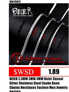 Beier 3mm/4mm/5mm/6mm Width 316L Stainless Steel Men