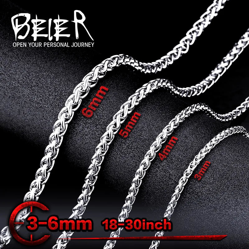 Beier 3mm/4mm/5mm/6mm Width 316L Stainless Steel Men