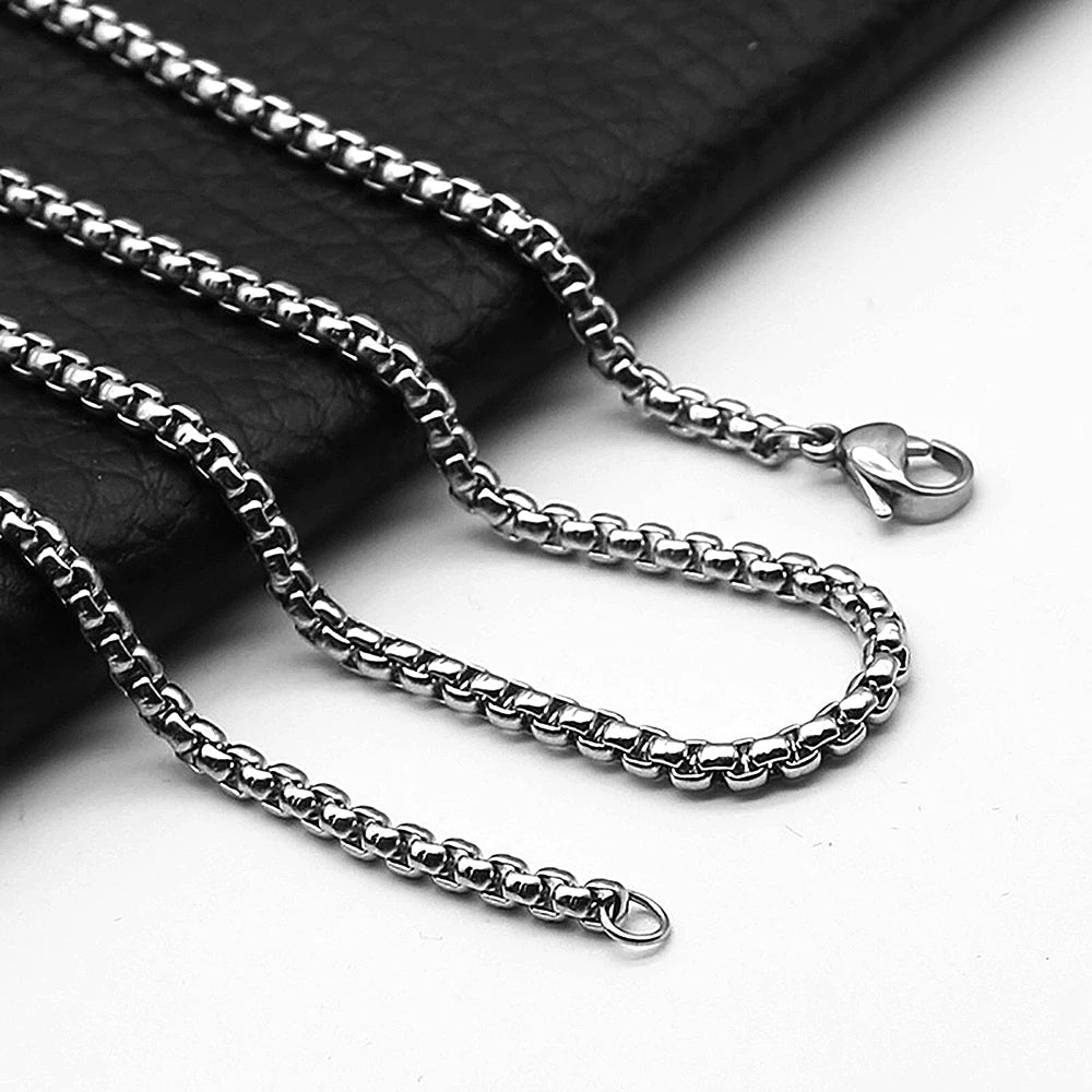 1Pc Stainless Steel Square Rolo Stainless Steel Chain Necklace