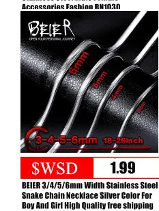 Beier 3mm/4mm/5mm/6mm Width 316L Stainless Steel Men