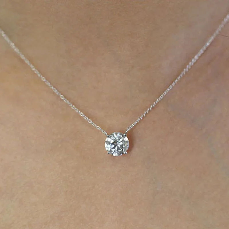 Lnngy 1CT 2CT 3CT Moissanite Pendant Necklace