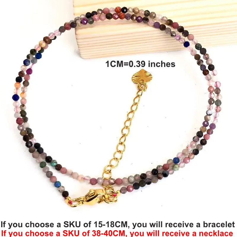 Natural Gemstones 2mm Cutting Angle beads Necklace