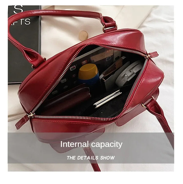 Retro Red Women's Satchel Hobo Bag Patent