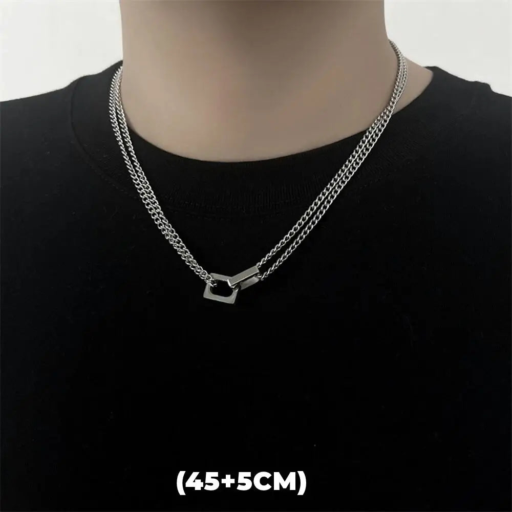 Hip Hop Zircon Star Double Layer Necklace For Men