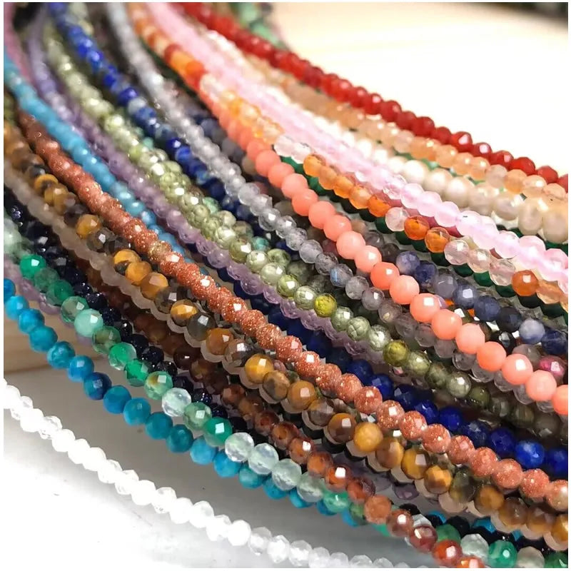 Natural Gemstones 2mm Cutting Angle beads Necklace