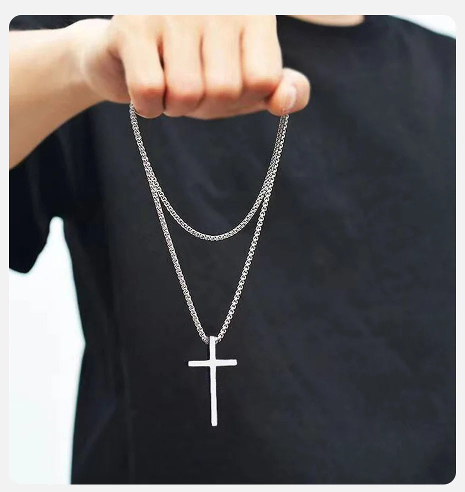 Vnox Cross Necklace for Men