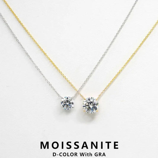 Lnngy 1CT 2CT 3CT Moissanite Pendant Necklace