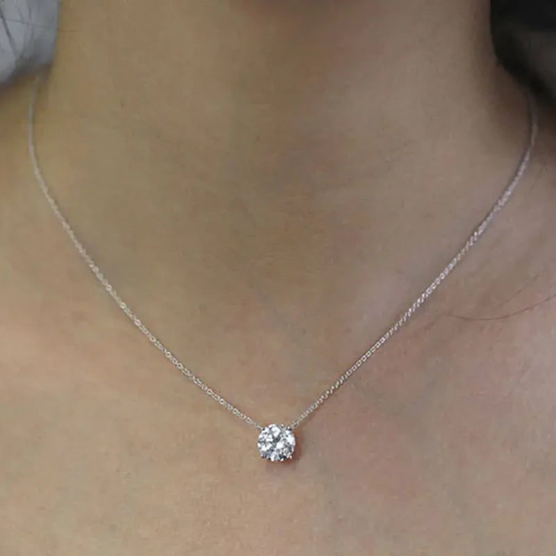 Lnngy 1CT 2CT 3CT Moissanite Pendant Necklace