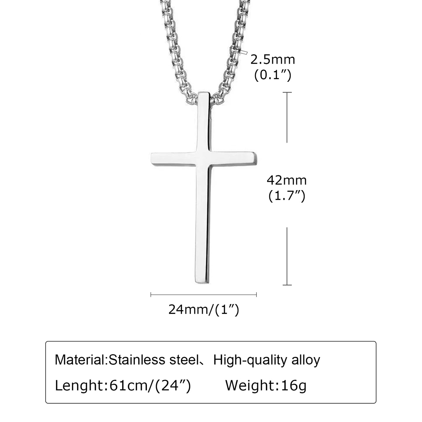 Vnox Cross Necklace for Men