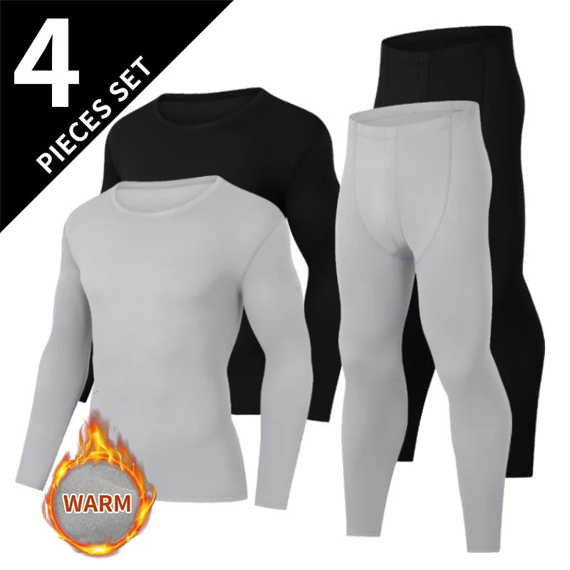 2/4 Piece Men's And Teenagers' Thermal Underwear Set