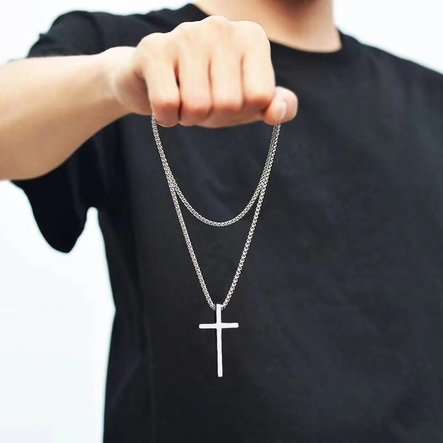 Vnox Cross Necklace for Men