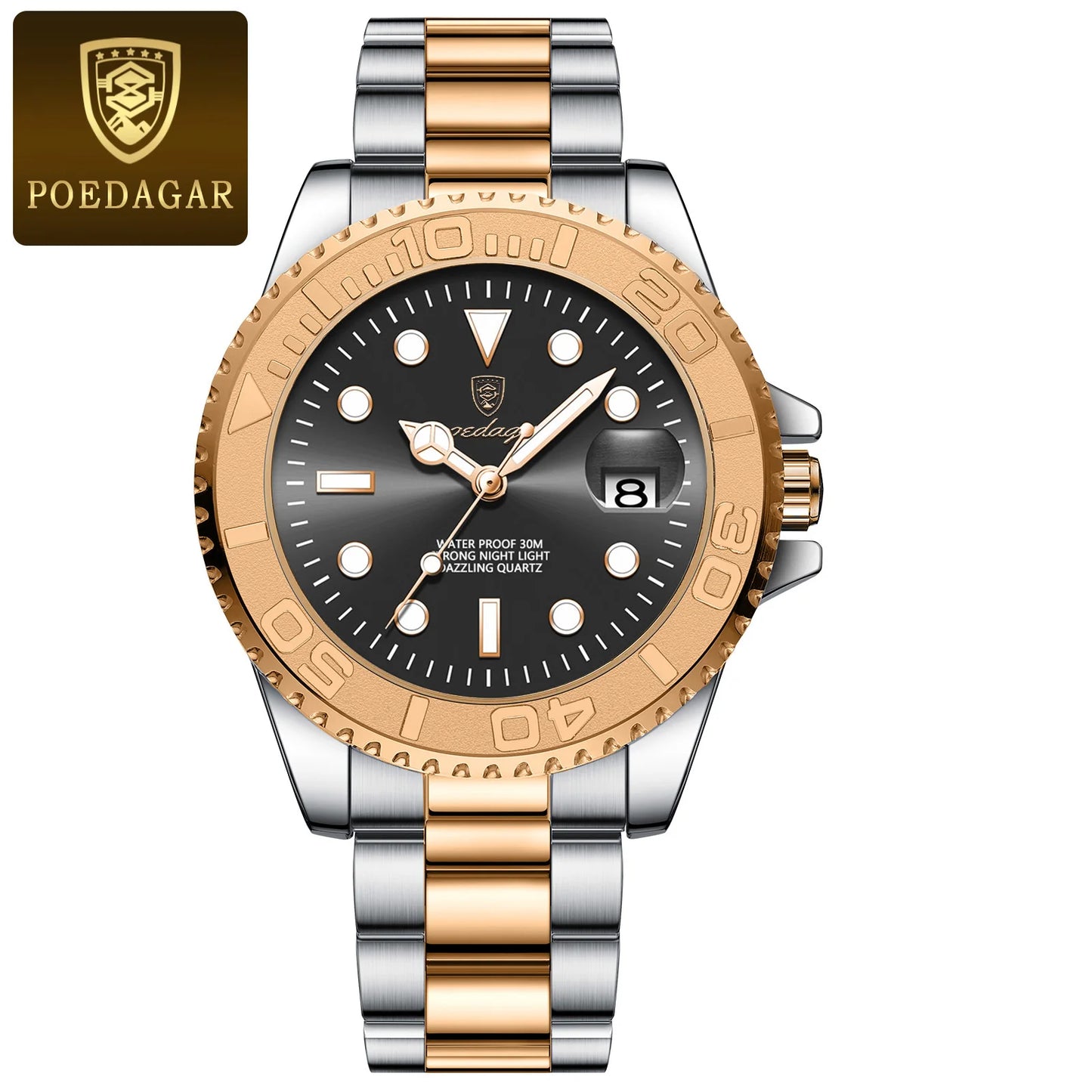 POEDAGAR Top Luxury Man Watch Waterproof Luminous Date Men Watch Stainless Steel Male Clock Sport Fashion Men's Quartz Watches