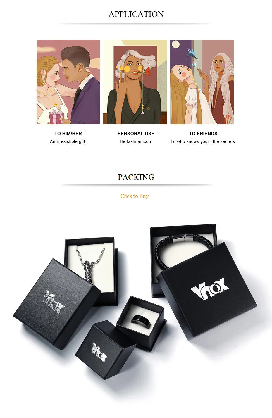 Vnox Simple Casual Necklaces for Men