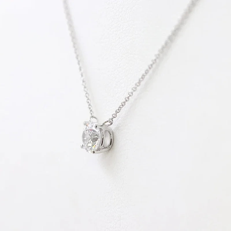 Lnngy 1CT 2CT 3CT Moissanite Pendant Necklace