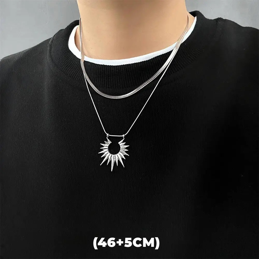 Hip Hop Zircon Star Double Layer Necklace For Men