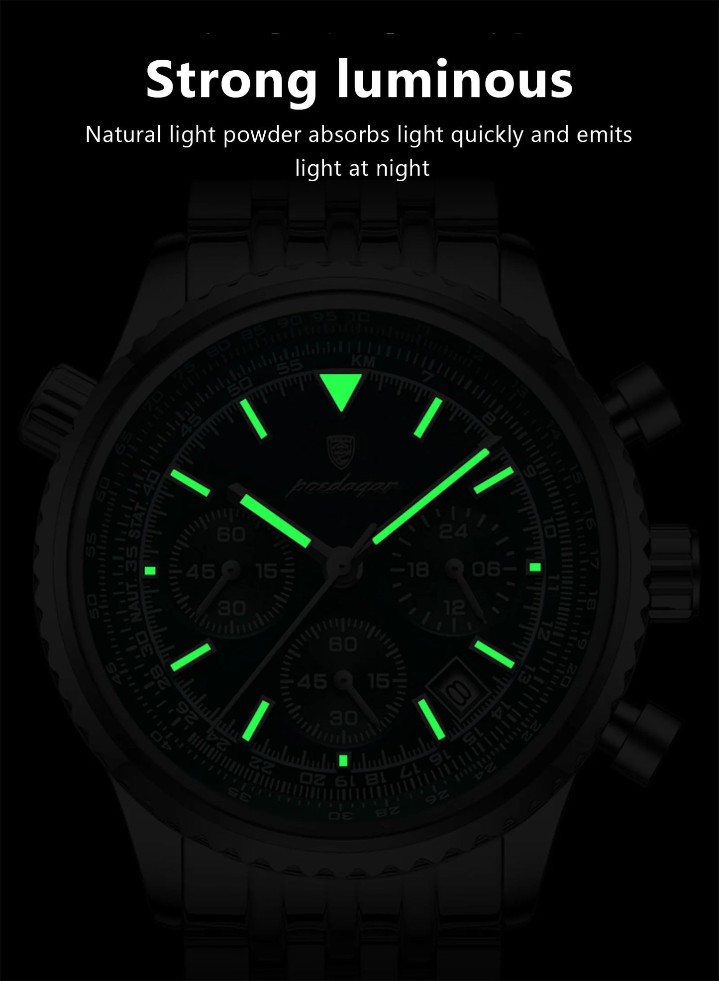 POEDAGAR Luxury Military Men Watch Waterproof Luminous Date Chronograph Man Watch Business Stainless Steel Men's Quartz Watches