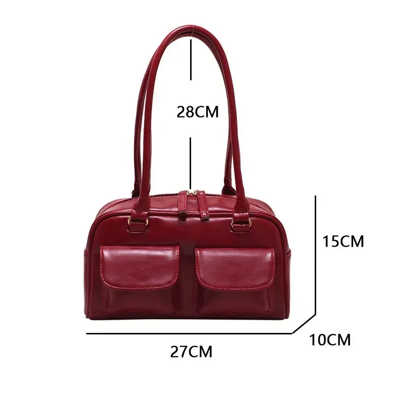 Retro Red Women's Satchel Hobo Bag Patent