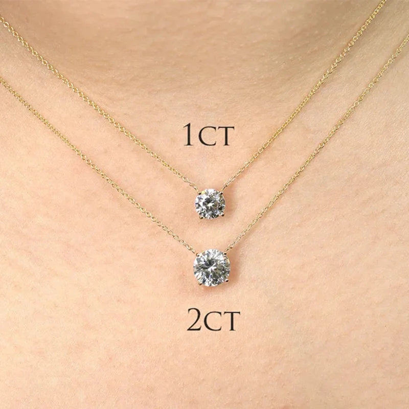 Lnngy 1CT 2CT 3CT Moissanite Pendant Necklace