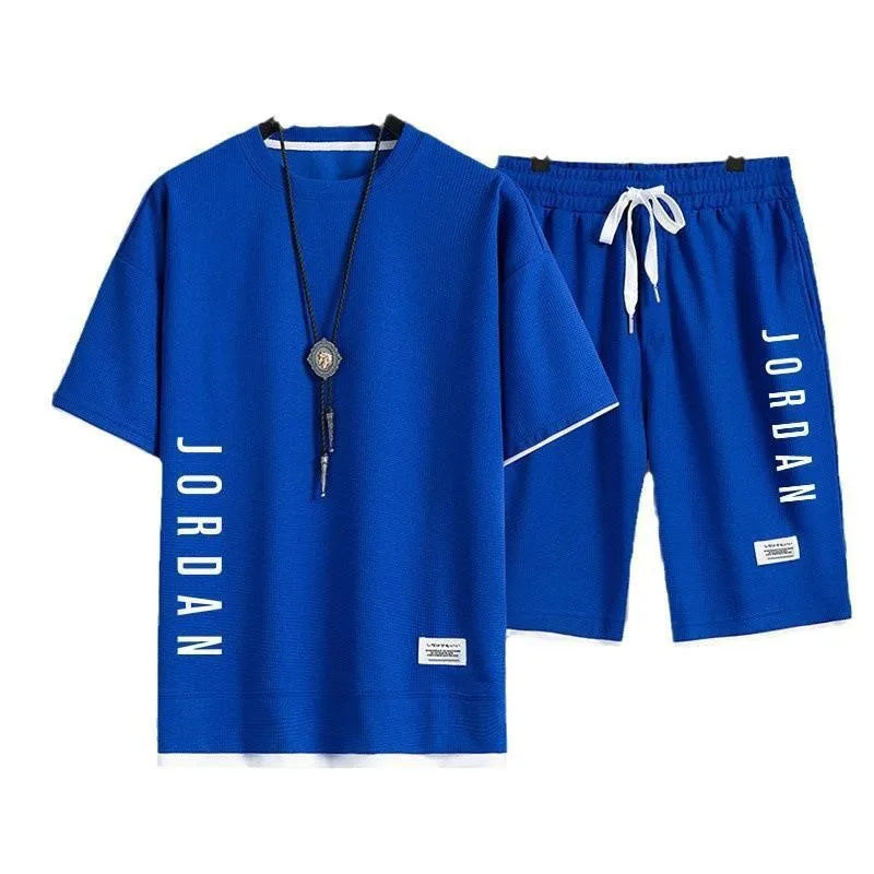 Men's Summer Waffle Set T-shirt+Shorts