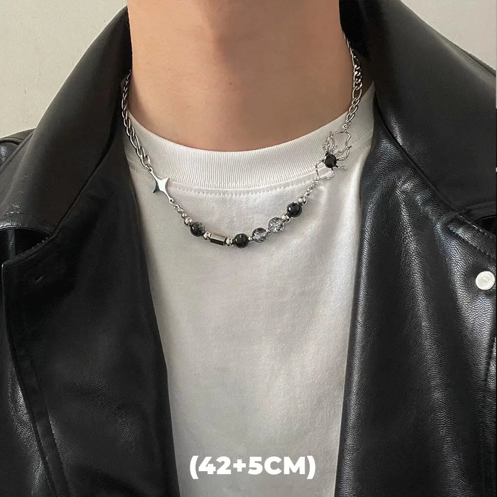 Hip Hop Zircon Star Double Layer Necklace For Men