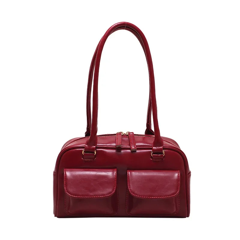 Retro Red Women's Satchel Hobo Bag Patent