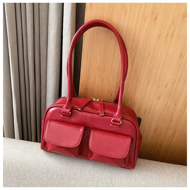 Retro Red Women's Satchel Hobo Bag Patent