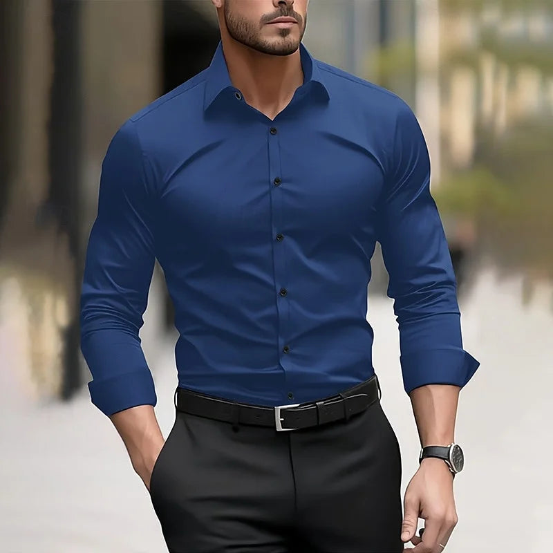 Men's formal shirt solid color