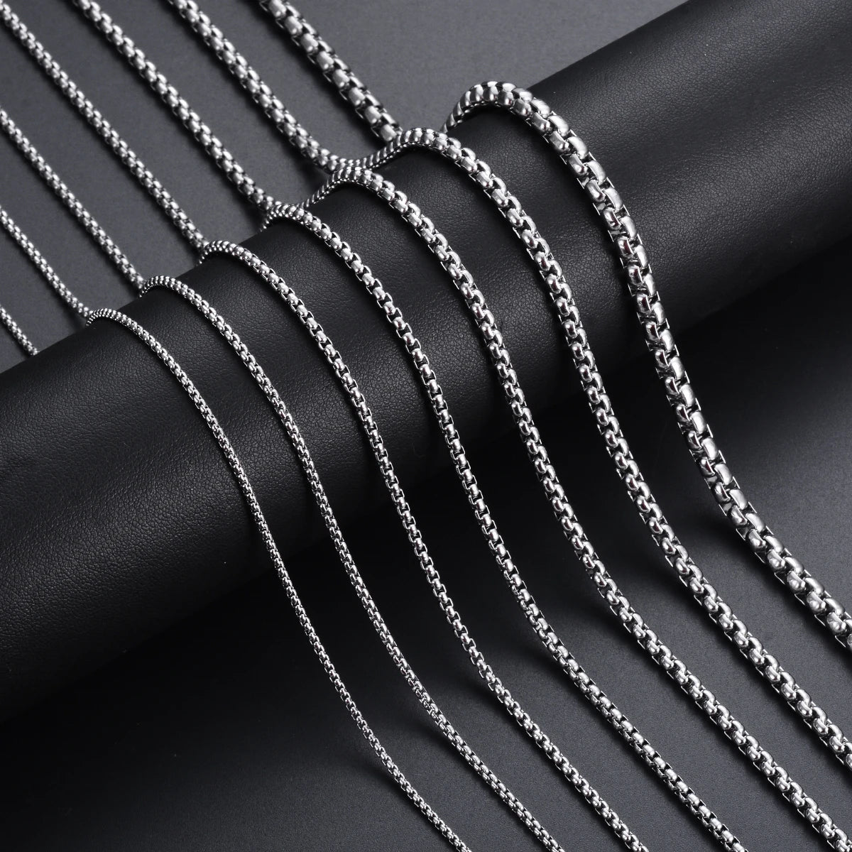 1Pc Stainless Steel Square Rolo Stainless Steel Chain Necklace