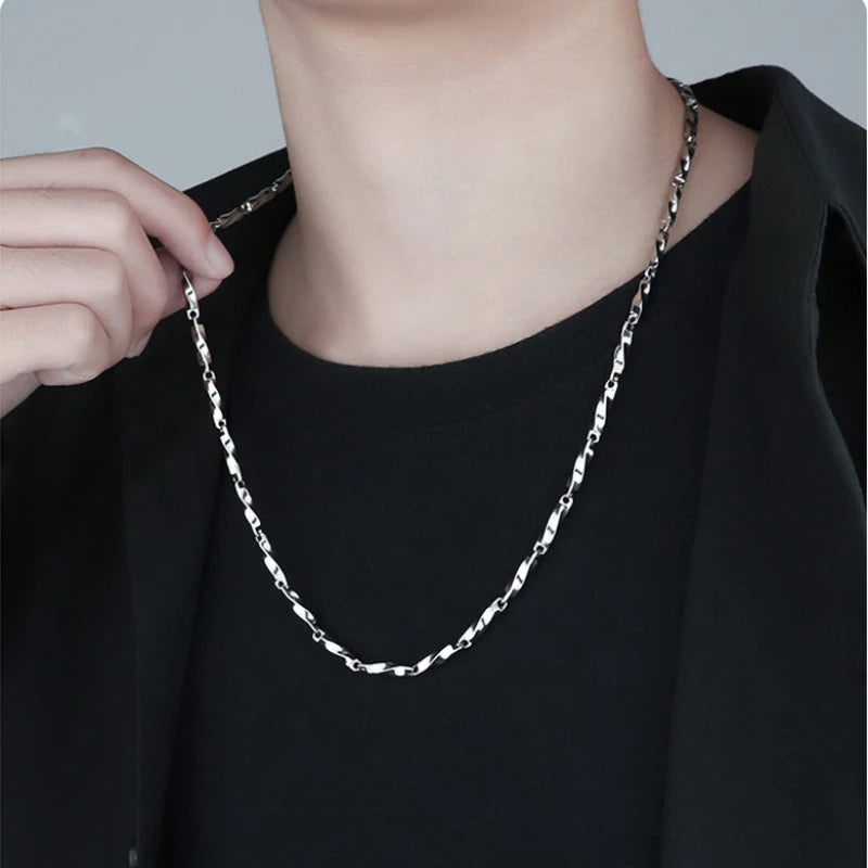 HNSP 3.8MM Mobius Stainless Steel Chain Necklace For Men