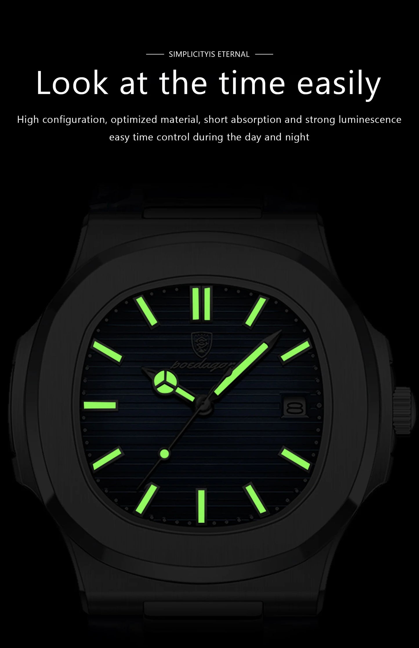 POEDAGAR Luxury Man Wristwatch Waterproof Luminous Date Leather Men's Watches Sports Square Men Watch Casual Quartz Male Clocks