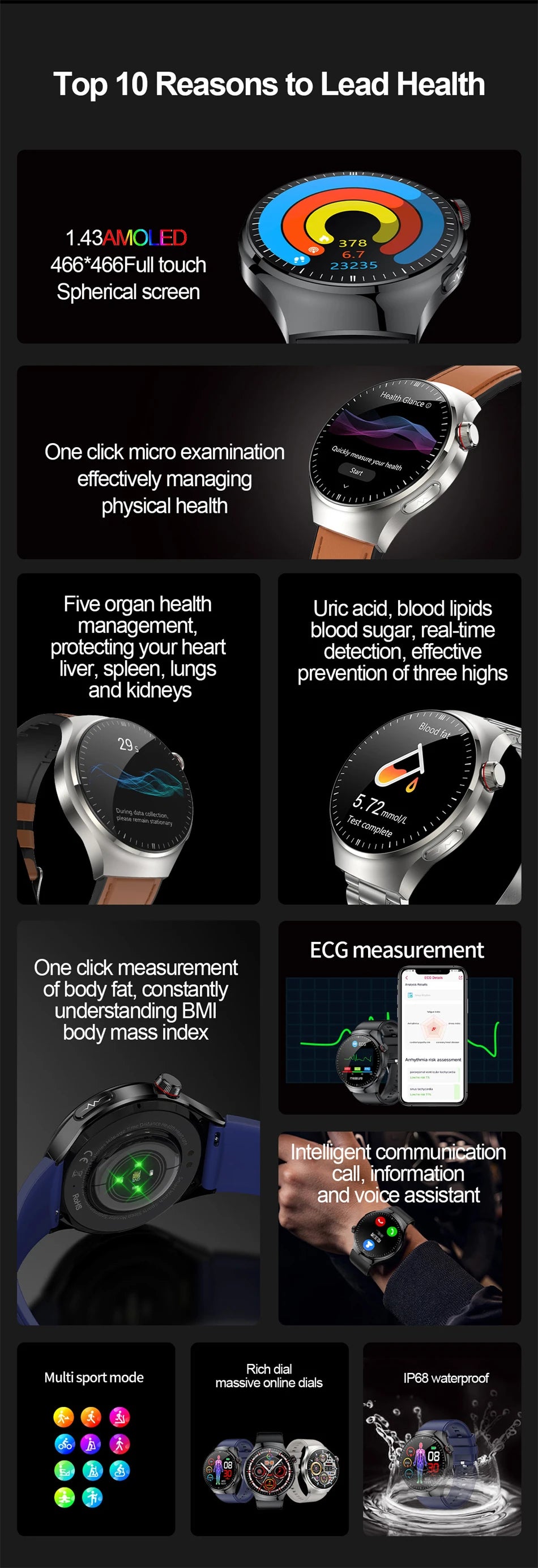 Medical Grade Smart Watch Men Women