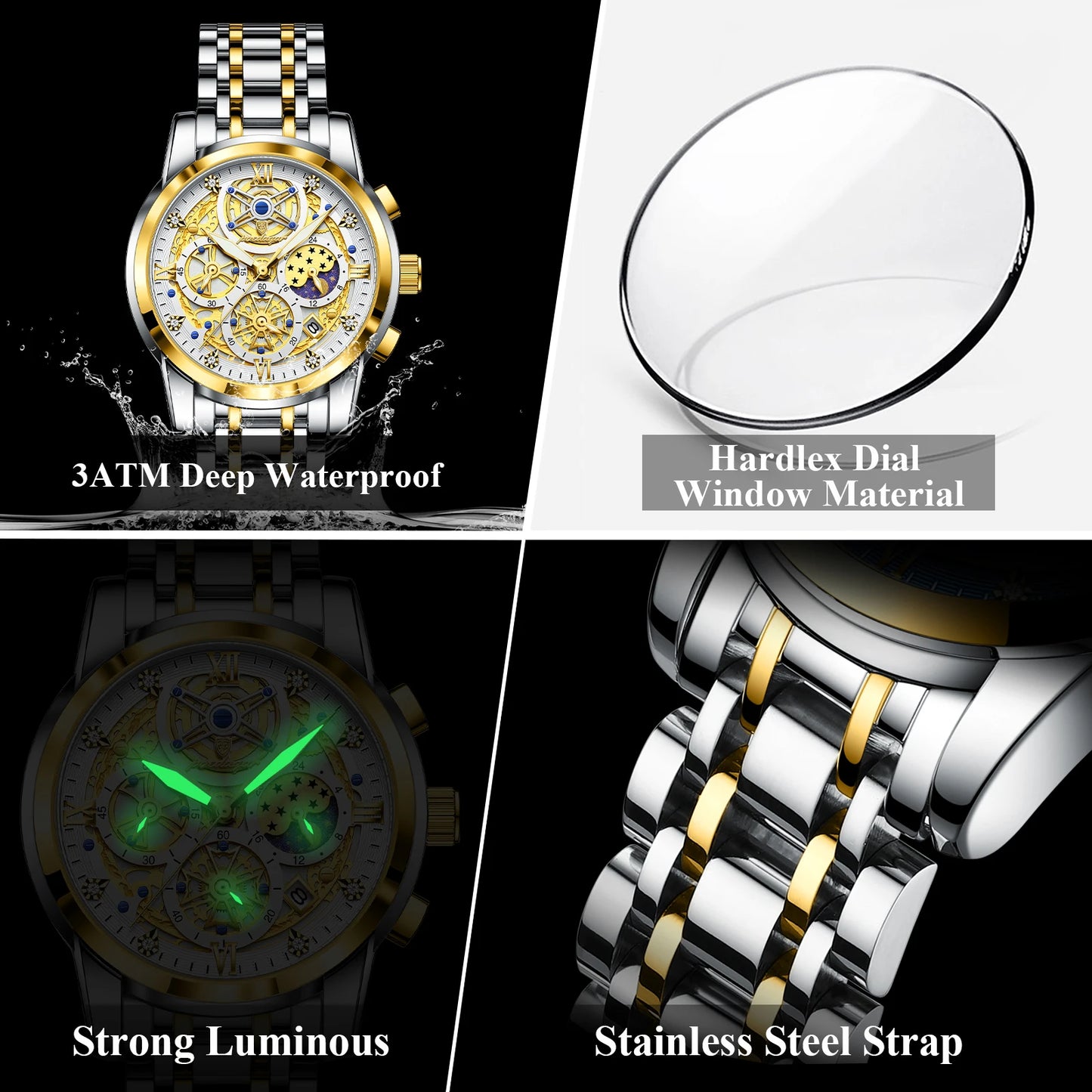 POEDAGAR Luxury Fashion Men Watch Waterproof Luminous Date Man Wristwatch Stainless Steel Chronograph Quartz Men's Watches Reloj