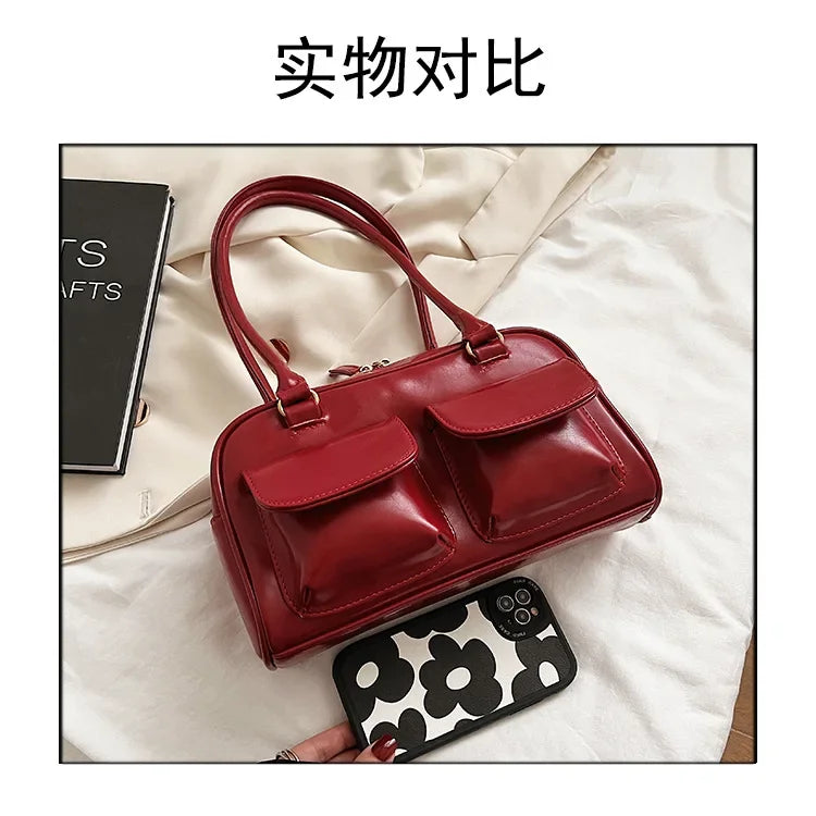 Retro Red Women's Satchel Hobo Bag Patent