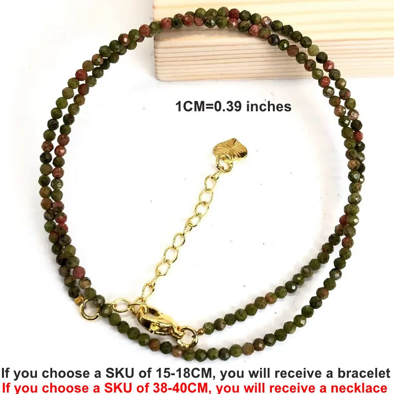 Natural Gemstones 2mm Cutting Angle beads Necklace