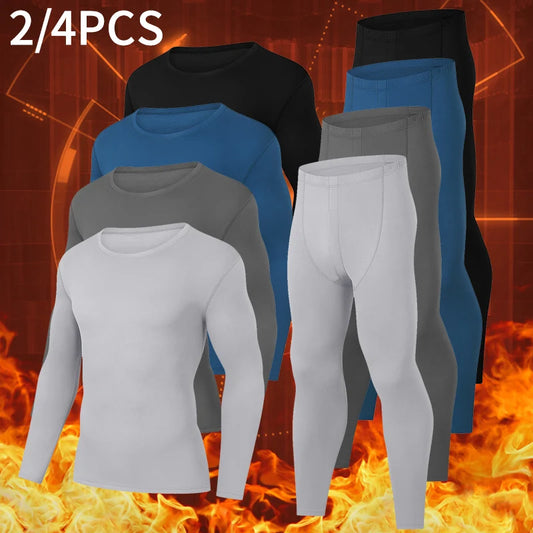 2/4 Piece Men's And Teenagers' Thermal Underwear Set