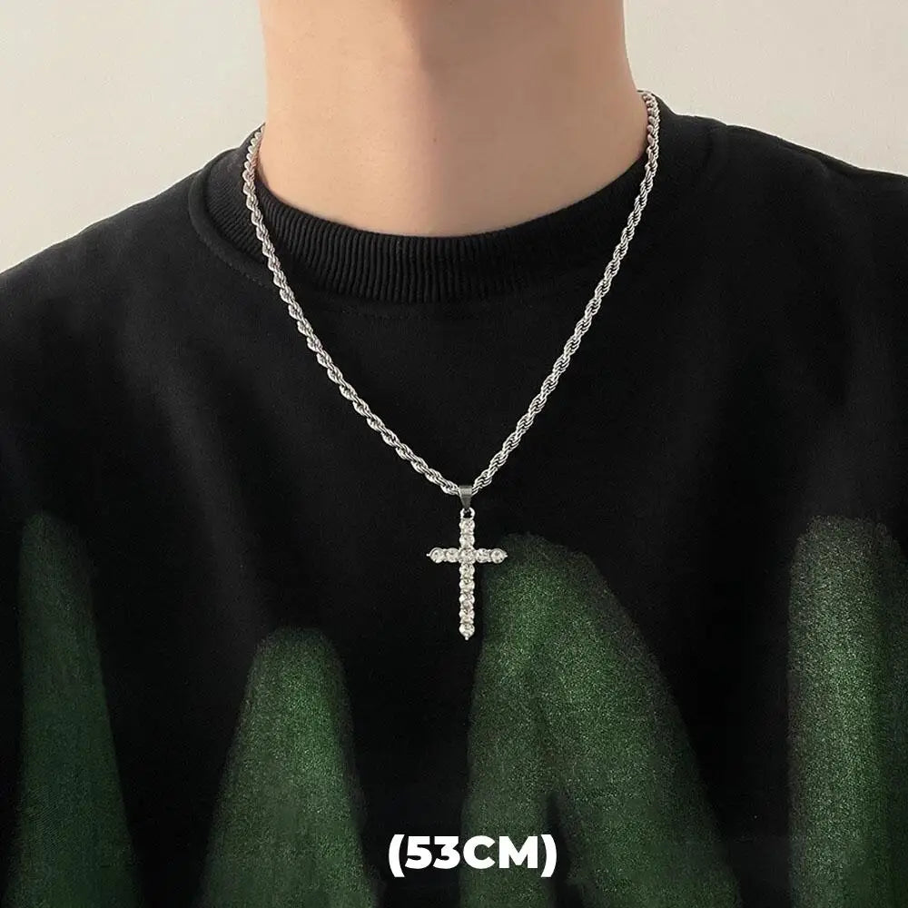 Hip Hop Zircon Star Double Layer Necklace For Men