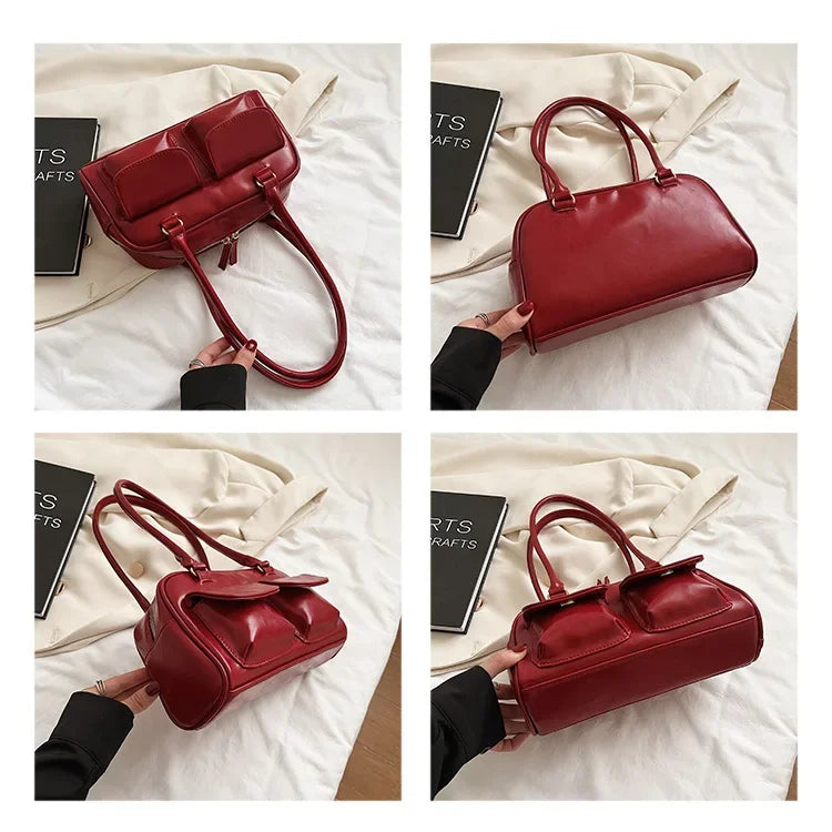 Retro Red Women's Satchel Hobo Bag Patent