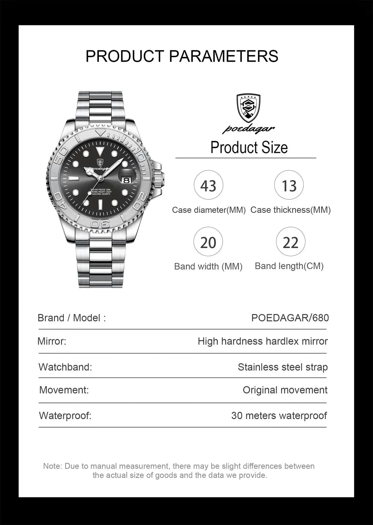 POEDAGAR Top Luxury Man Watch Waterproof Luminous Date Men Watch Stainless Steel Male Clock Sport Fashion Men's Quartz Watches