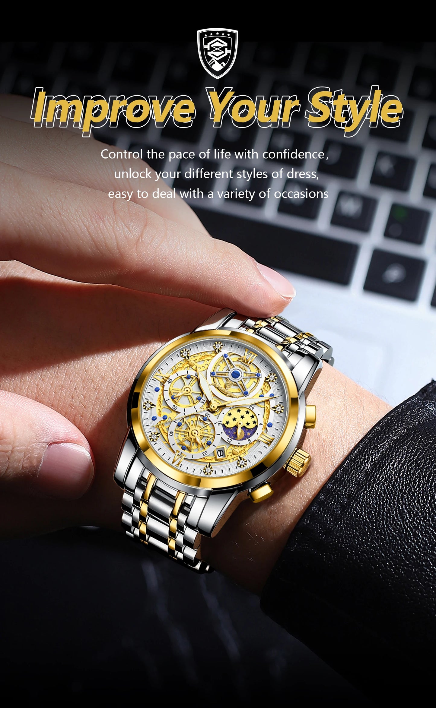 POEDAGAR Luxury Fashion Men Watch Waterproof Luminous Date Man Wristwatch Stainless Steel Chronograph Quartz Men's Watches Reloj