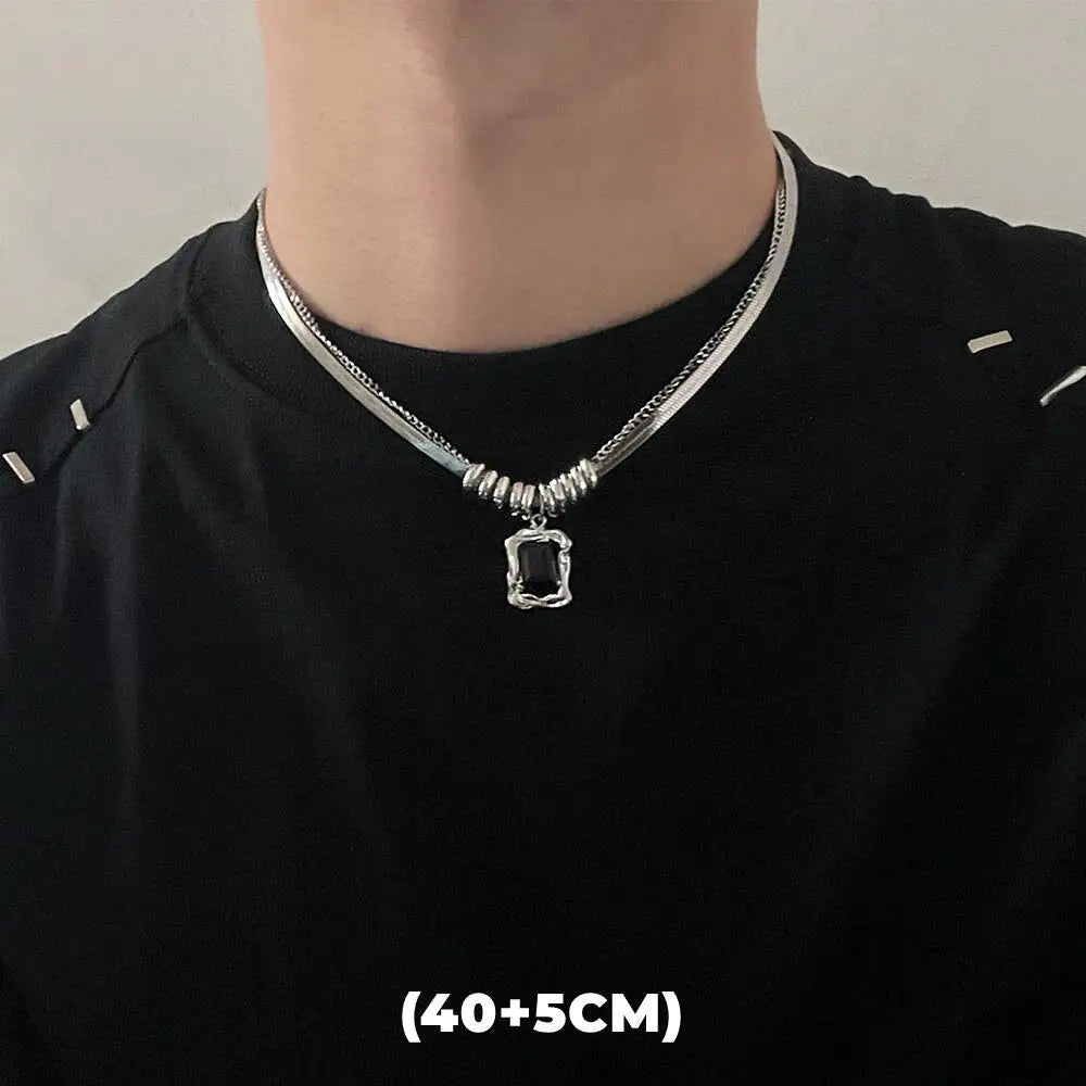 Hip Hop Zircon Star Double Layer Necklace For Men