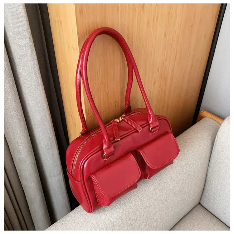 Retro Red Women's Satchel Hobo Bag Patent