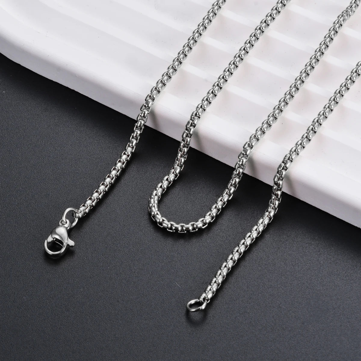 1Pc Stainless Steel Square Rolo Stainless Steel Chain Necklace